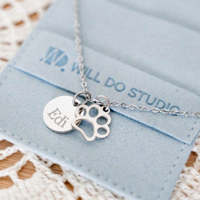 Personalised engraved necklaces with custom text, unique jewellery gift from Will Do Studio UK