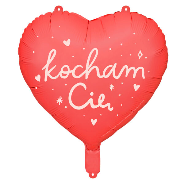 Czerwony balon serce z napisem „Kocham Cię”