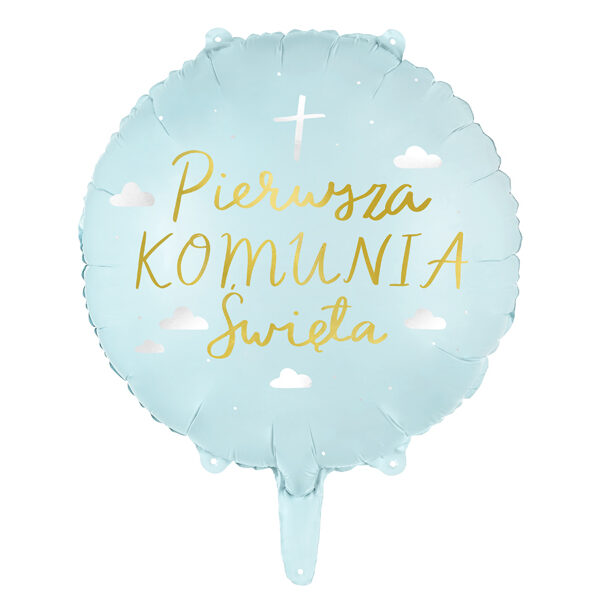 Balon foliowy „Pierwsza Komunia Święta” - niebieski