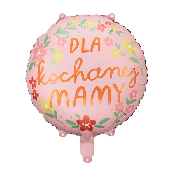Różowy balon kwiatowy „Dla Kochanej Mamy”