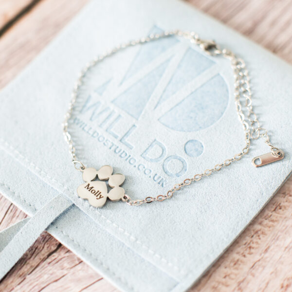 Personalised Paw Print Cord Bracelet