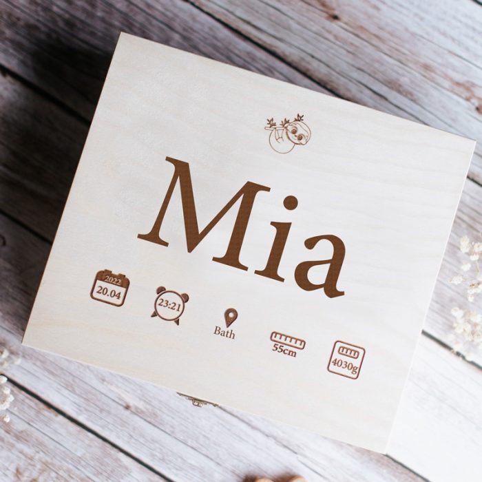 Engraved Wooden Large Personalised Baby Initial Keepsake Box