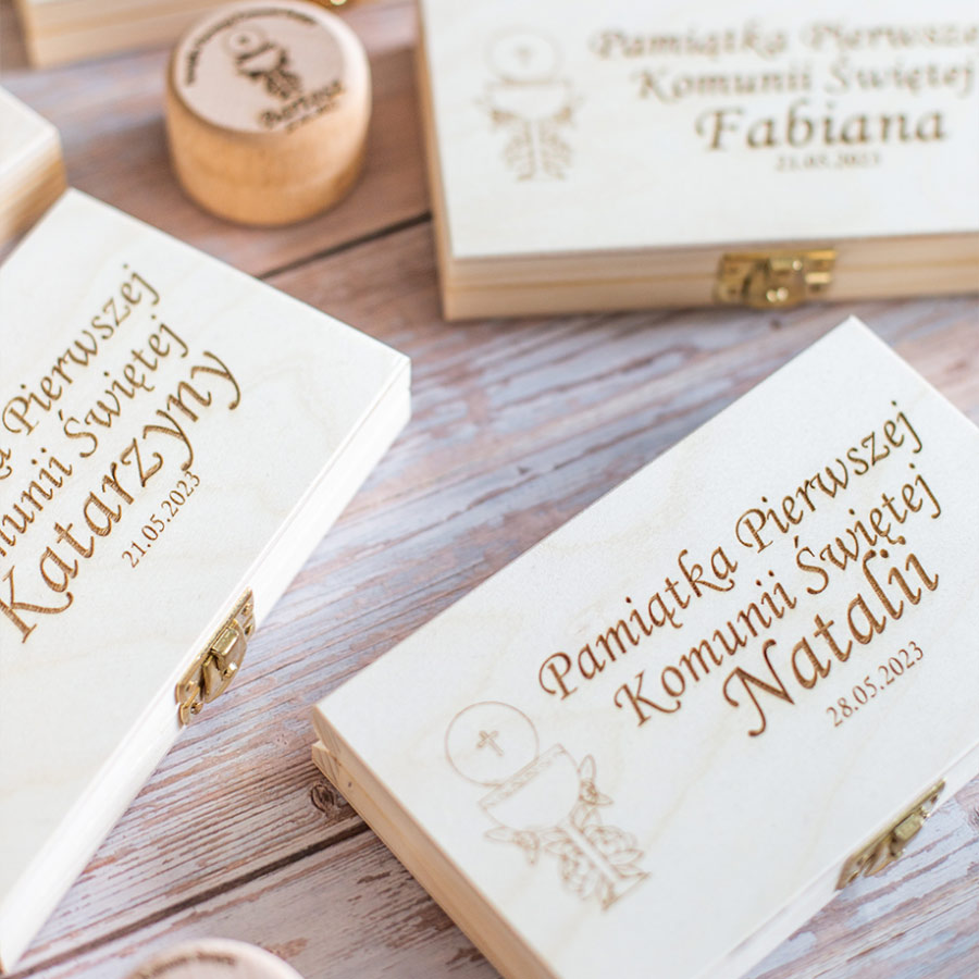 Drewniane Pudełko na pieniądze z okazji Komunii Świętej - Image 4