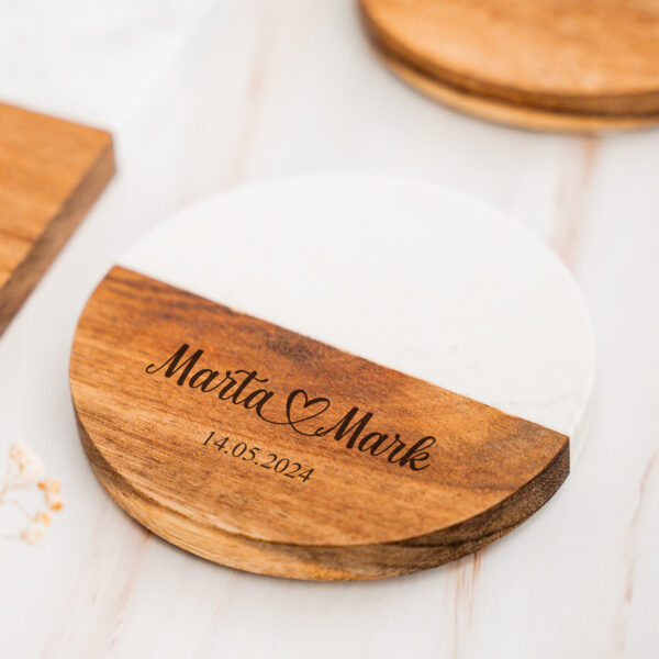 Personalised Wood and Slate Coaster — Engraved