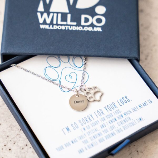 Personalised Dog Paw Pendant Necklace with Name