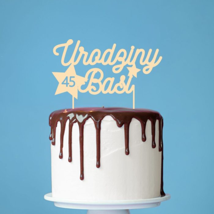 Topper na tort – Gwiazdy z cyfrą i imieniem