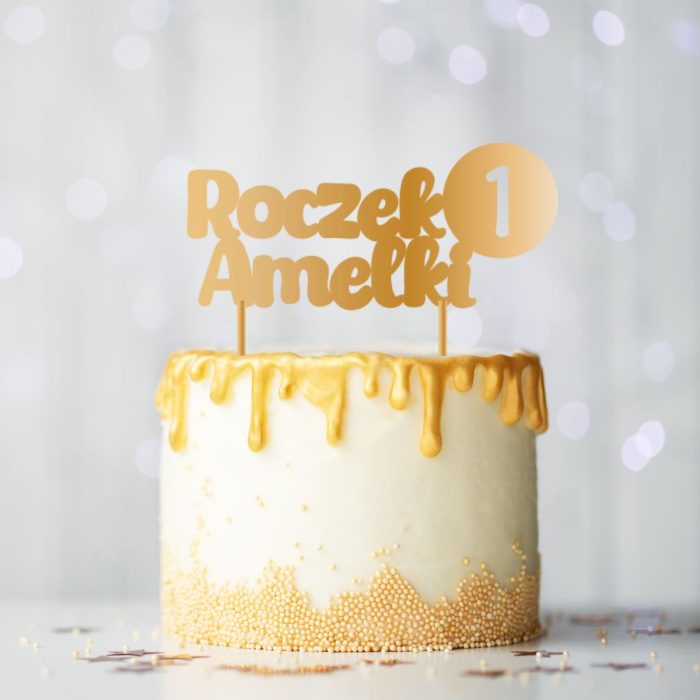 Topper na tort – Imię dziecka i kółeczko z cyferką 1