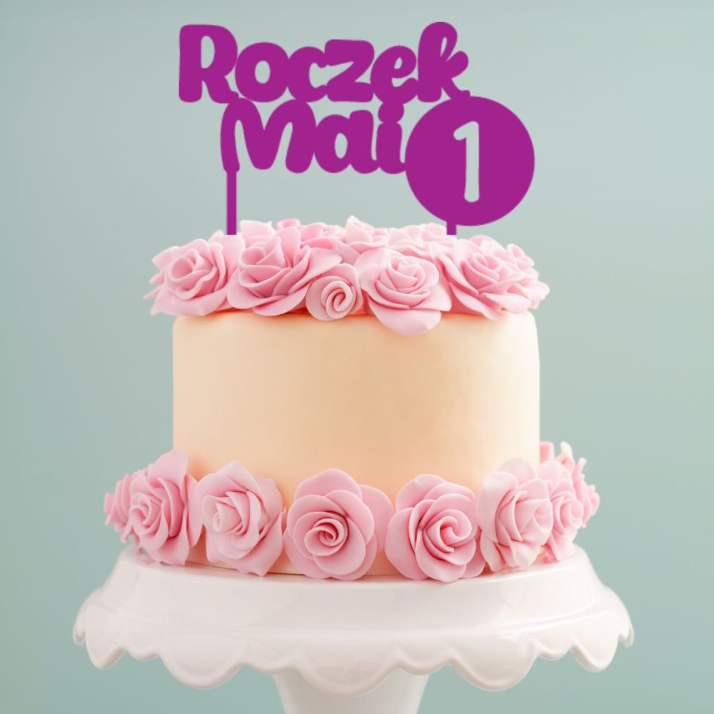 Topper na tort – Imię dziecka i kółeczko z cyferką 1 - Image 3