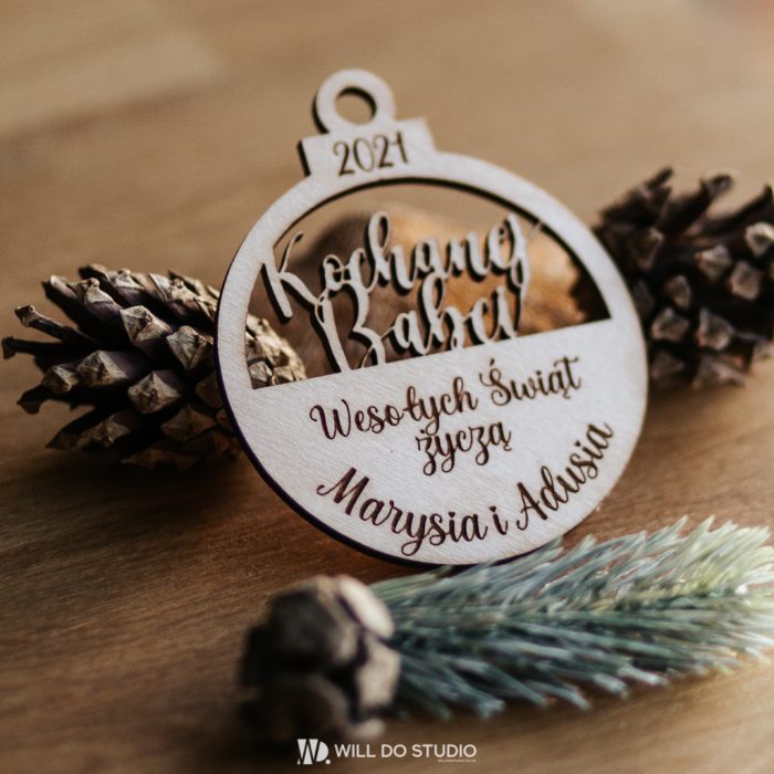 Drewniana Bombka z Życzeniami – Prezent dla Babci i Dziadka na Święta Bożego Narodzenia