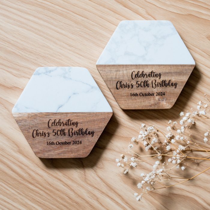 Personalised Wooden Coasters – Custom Engraved Text Gift for Any Occasion