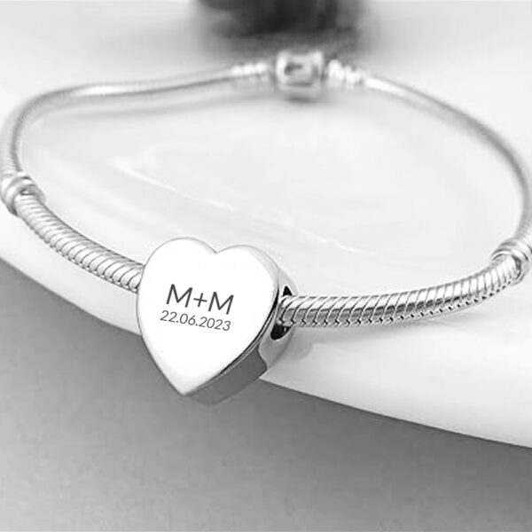 Personalised Heart Charm - Engraved Stainless Steel