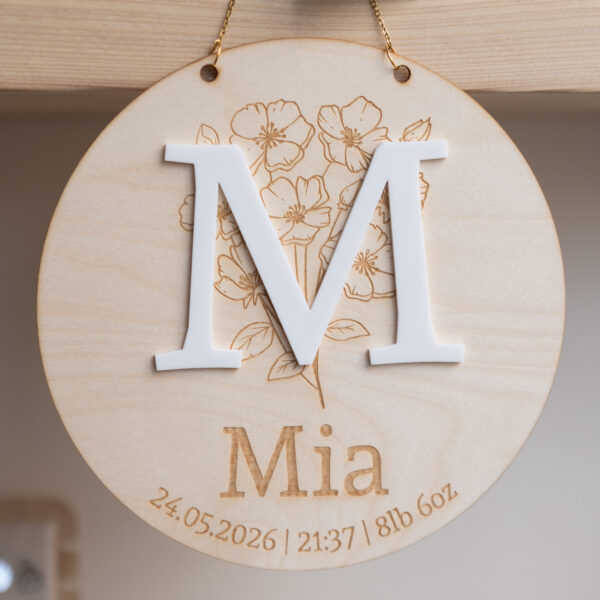 Personalised Birth Details Plaque with Initial