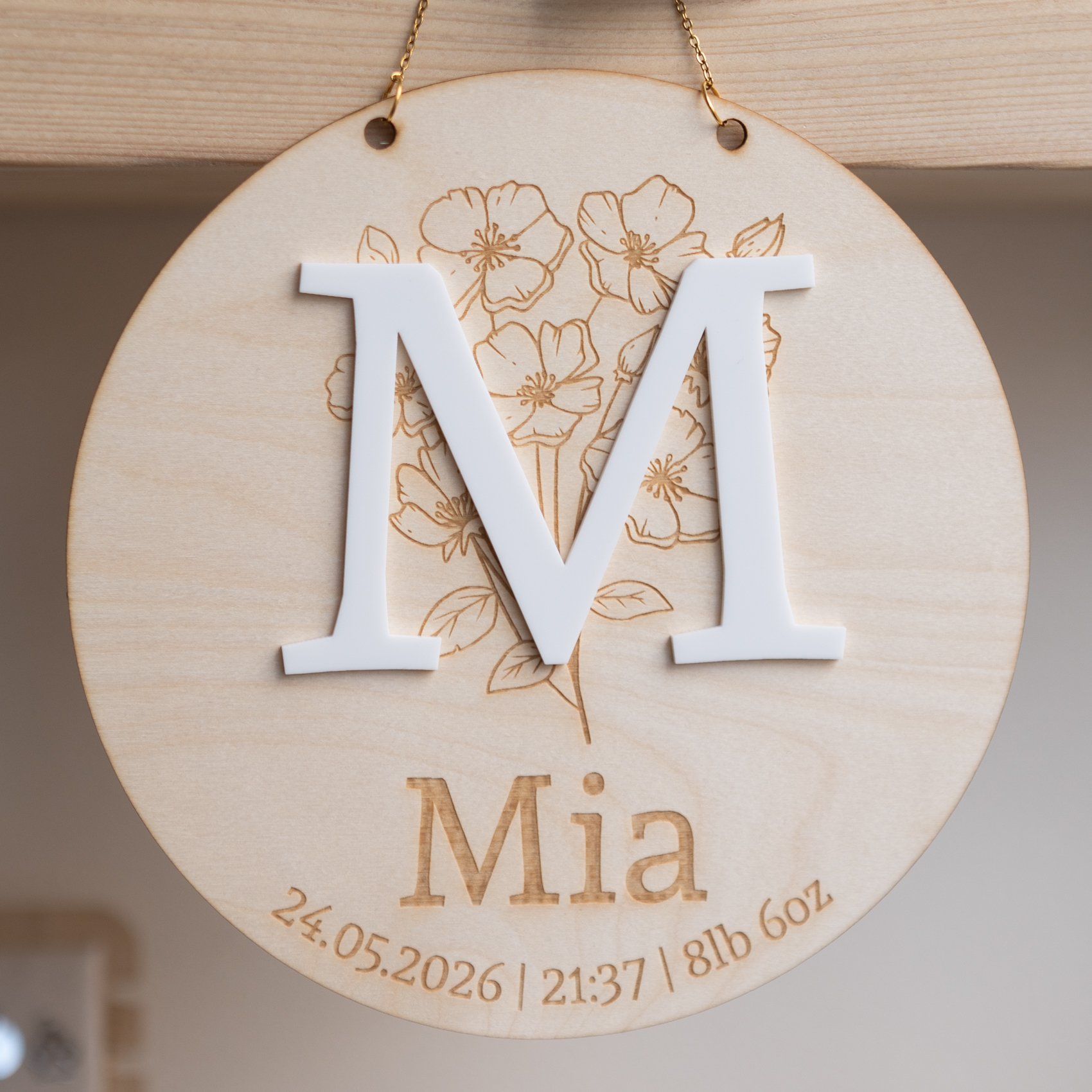 Personalised Birth Details Plaque with Initial
