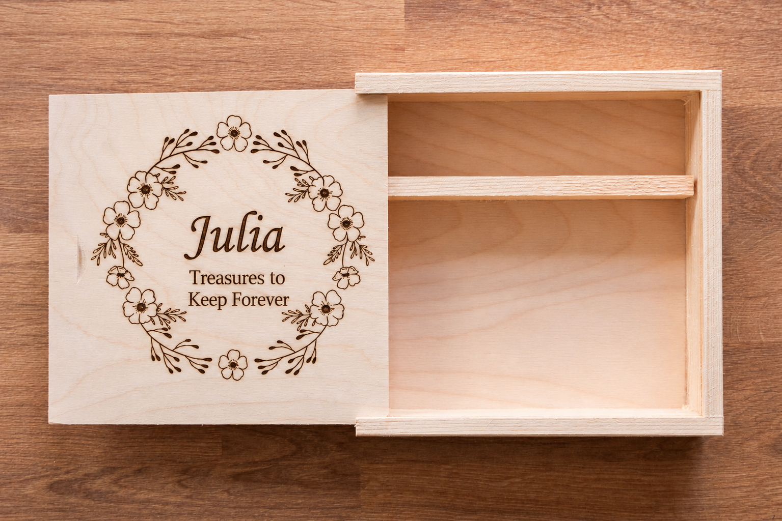Personalised Wooden Keepsake Box with Sliding Lid - Image 2