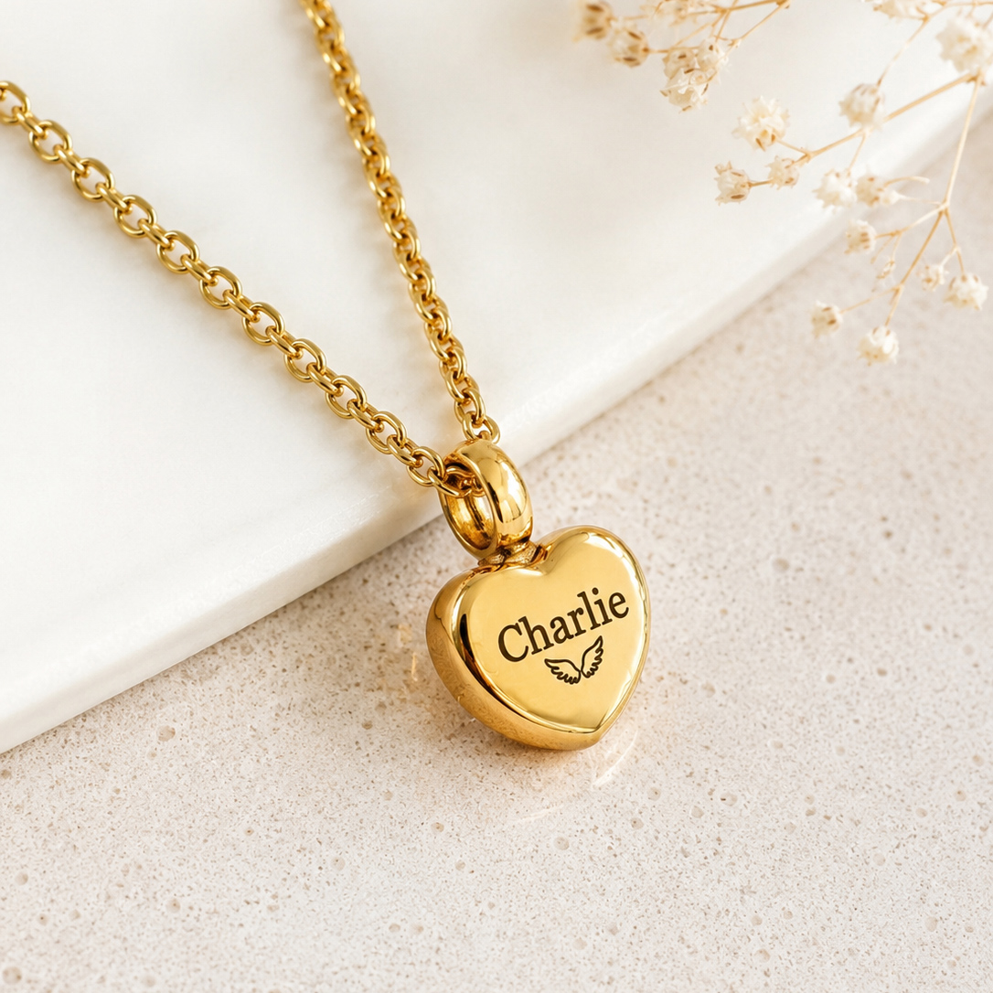Personalised Ashes Necklace with Heart Urn Pendant
