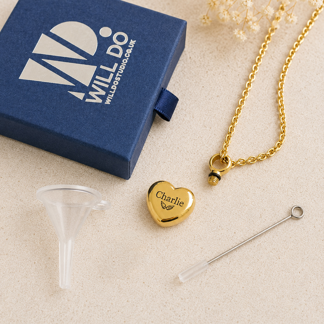Personalised Ashes Necklace with Heart Urn Pendant - Image 2