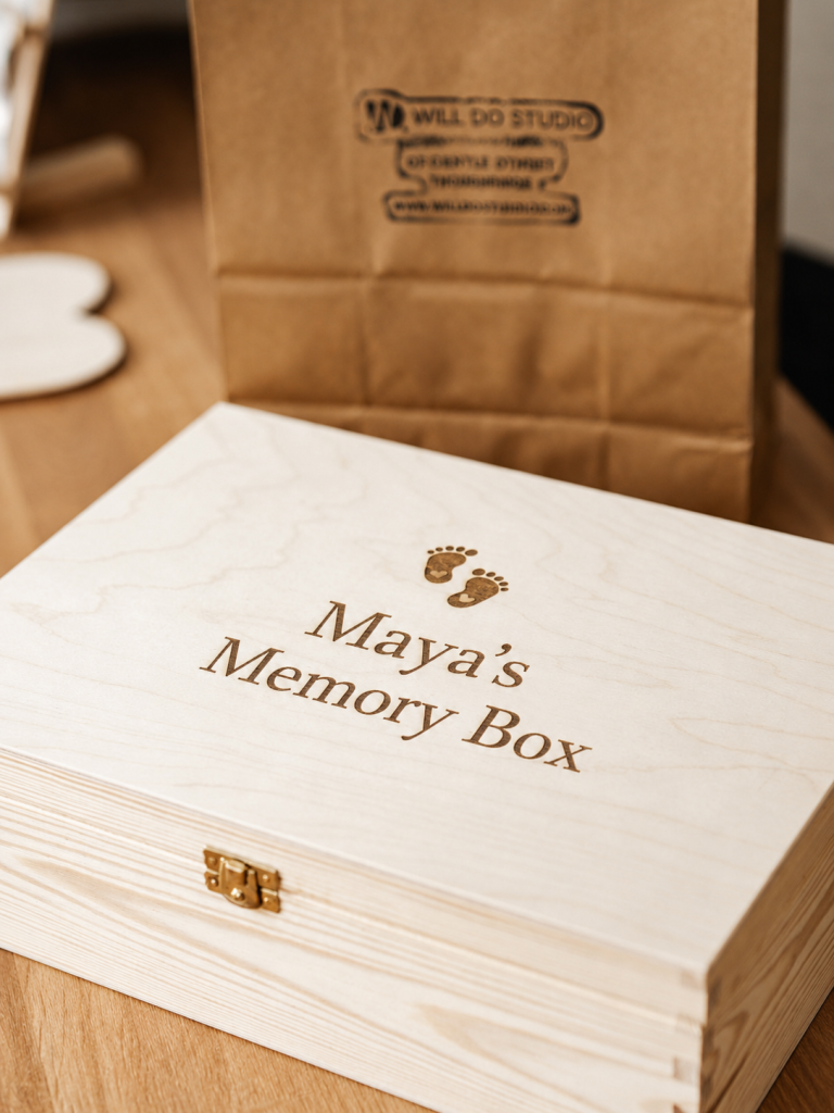 Personalised Wooden Baby Memory Box - Will Do Studio
