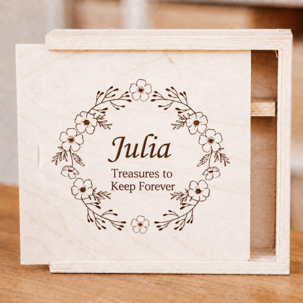 Personalised Wooden Keepsake Box with Sliding Lid
