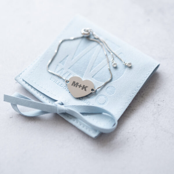 Silver Heart Bracelet with Adjustable Slider Chain