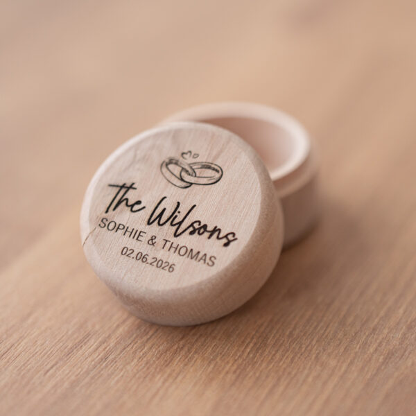 Personalised Wedding Wooden Ring Box with Engraving