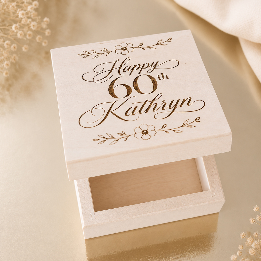 Personalised Square Wooden Keepsake Box - Image 2