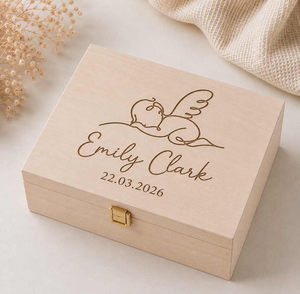Personalised Baby Memory Keepsake Box - Angel
