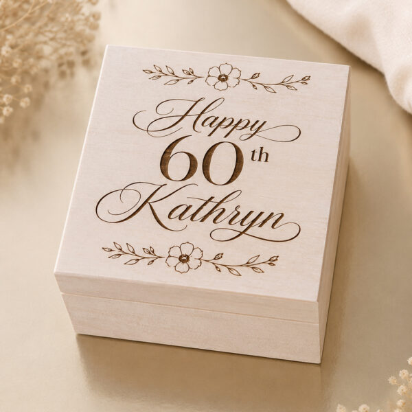 Personalised Square Wooden Keepsake Box