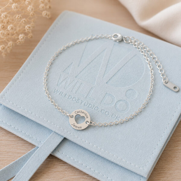 Personalised Heart Disc Bracelet