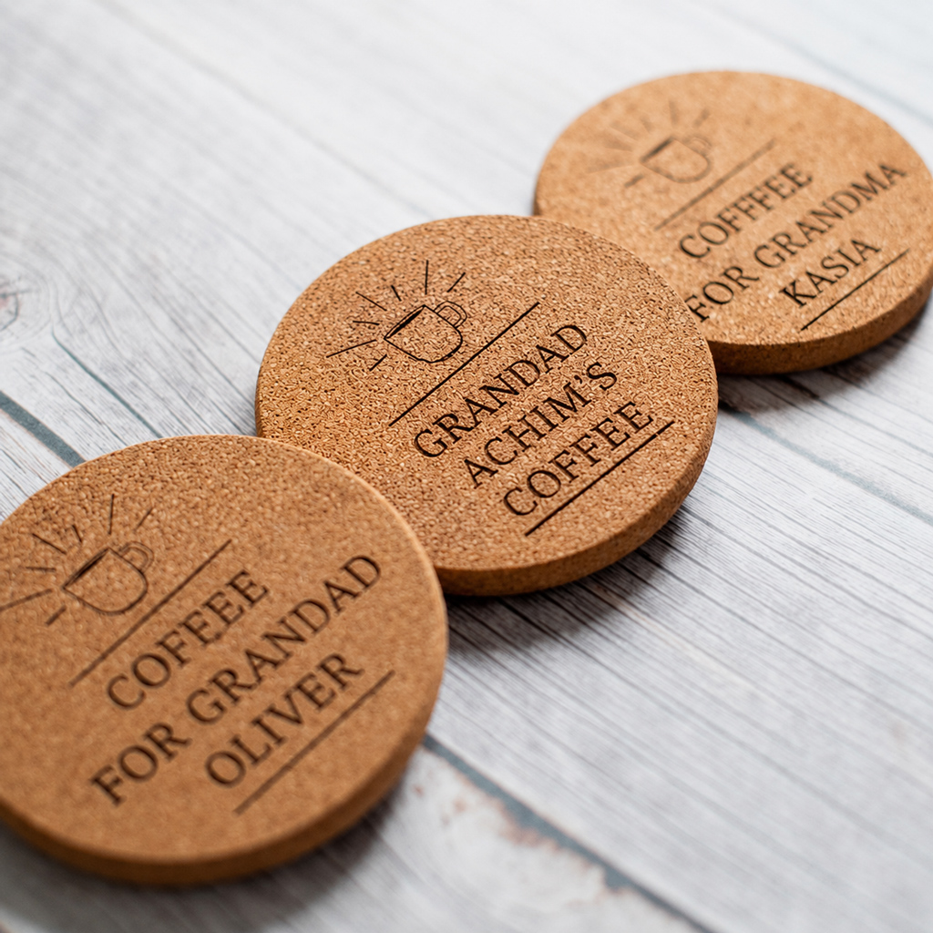 Personalised Cork Coaster with Engraved - Image 2