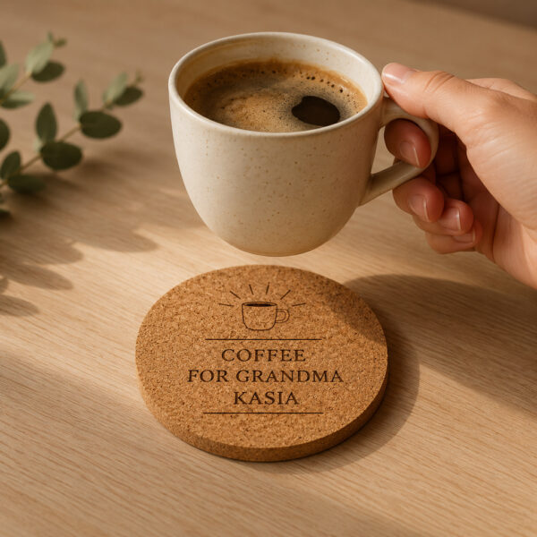 Personalised Cork Coaster with Engraved
