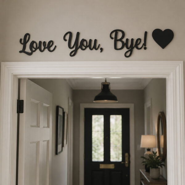 Personalised - Love You, Bye! - Door Sign with Heart - Acrylic Home Decor