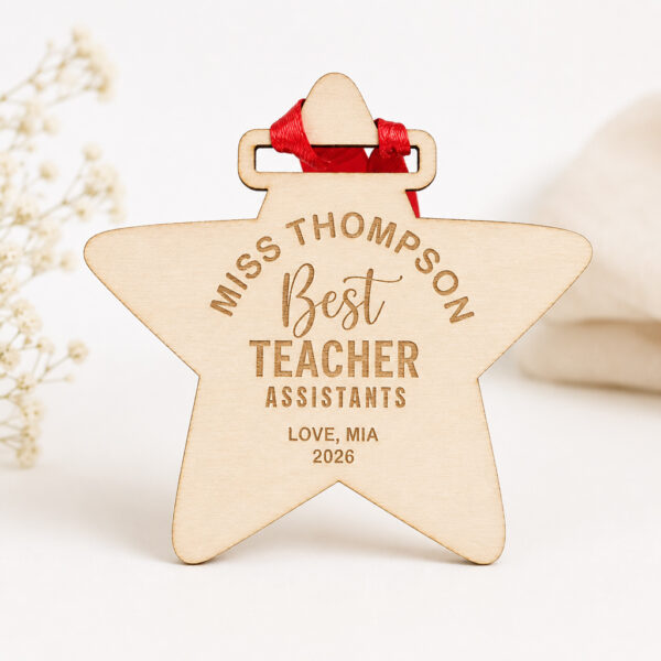 Personalised Wooden Teacher Star Medal