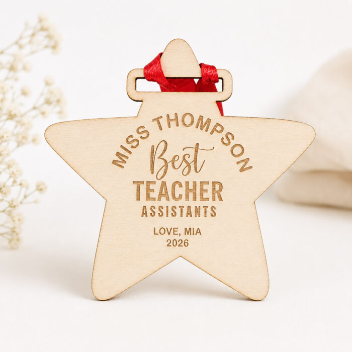 Personalised Wooden Teacher Star Medal