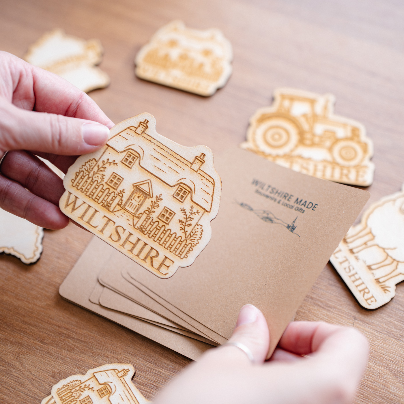 Engraved wooden local souvenir keyring