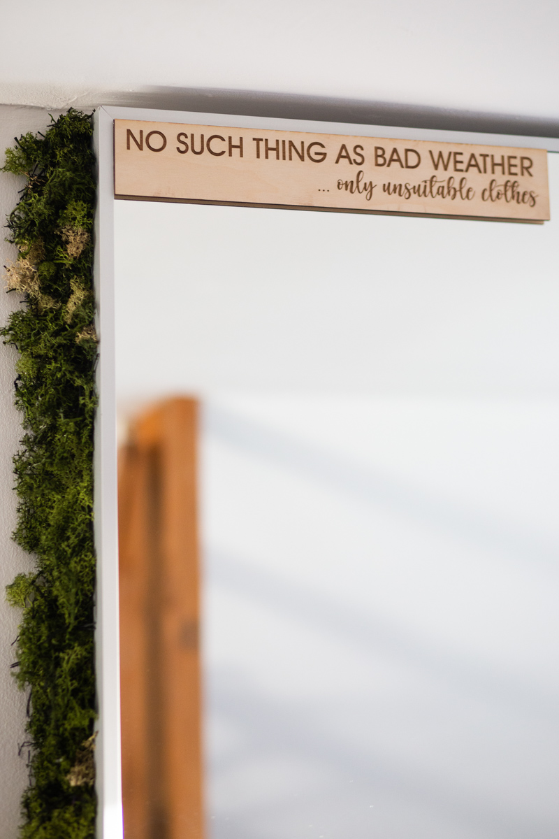 Engraved wooden wall and mirror signage
