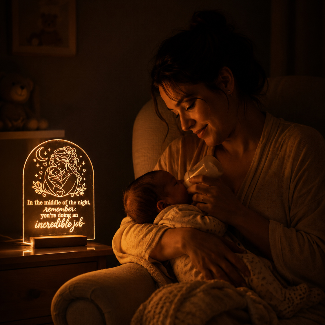 Acrylic LED Night Light for a Breastfeeding Mum