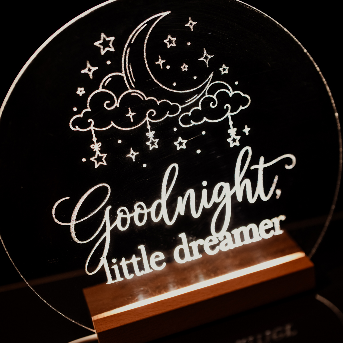 Goodnight Little Dreamer Acrylic LED Night Light - Image 2