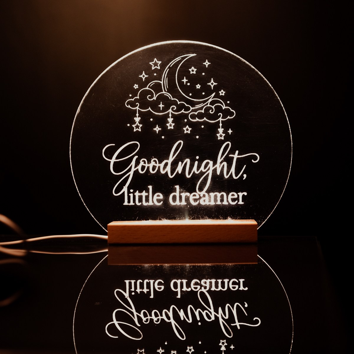 Goodnight Little Dreamer Acrylic LED Night Light - Image 3