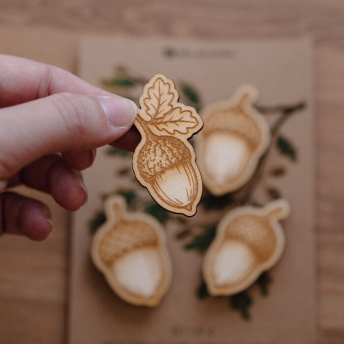 Set of 4 Engraved Acorn Fridge Magnets