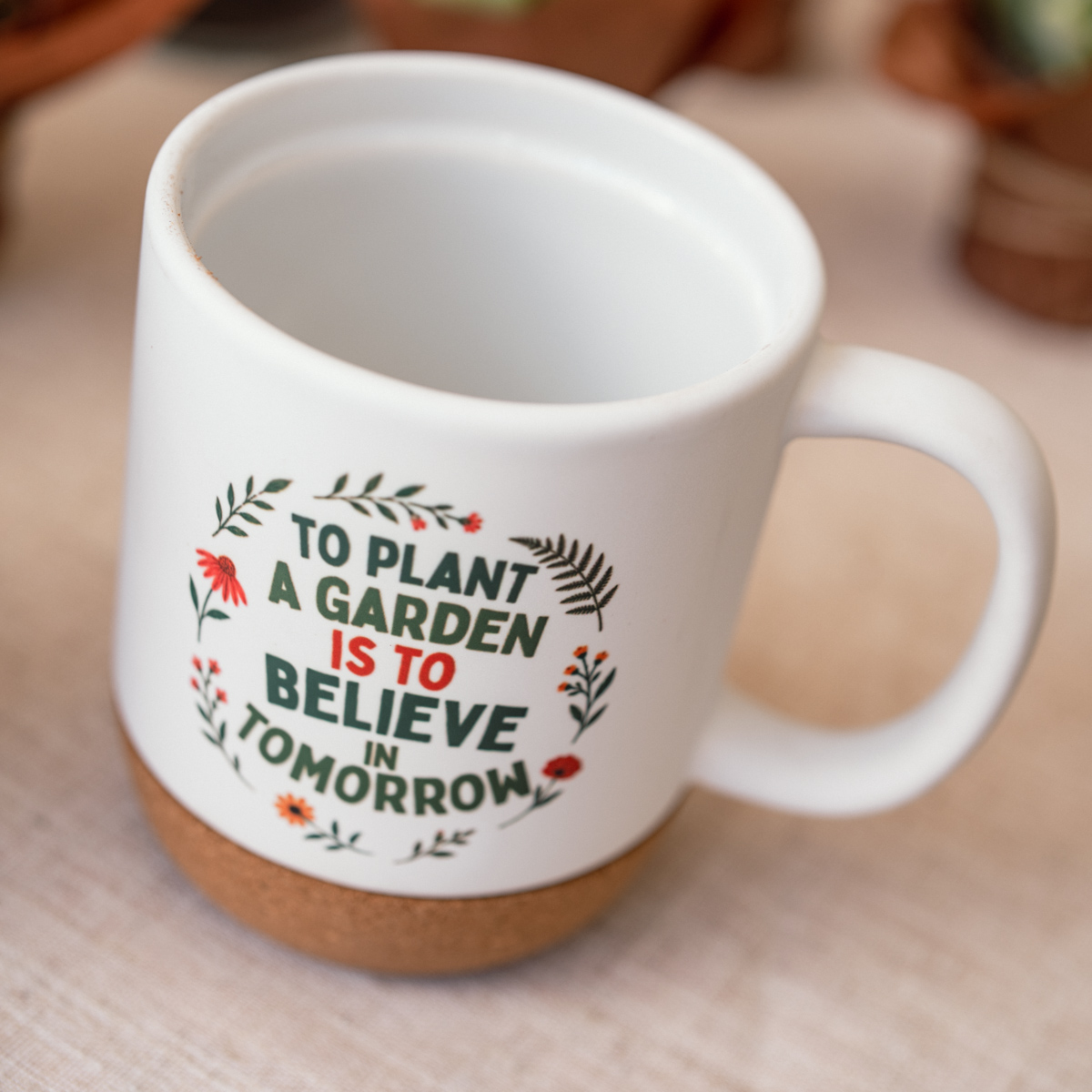 Gardening Ceramic Mug with Cork Base - Image 3
