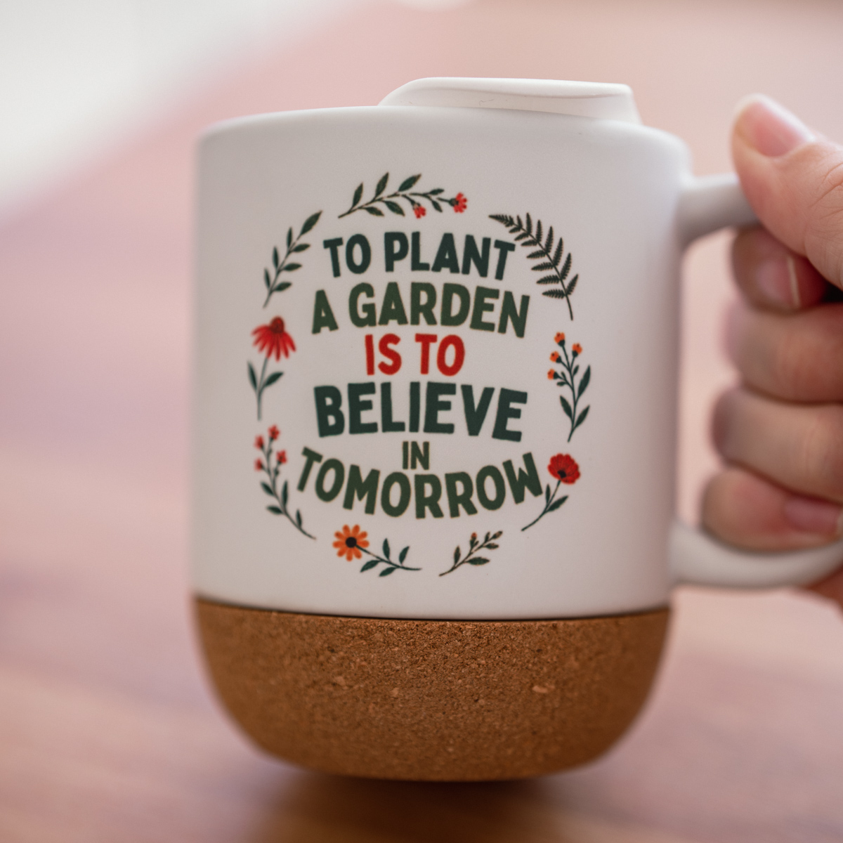 Gardening Ceramic Mug with Cork Base - Image 4