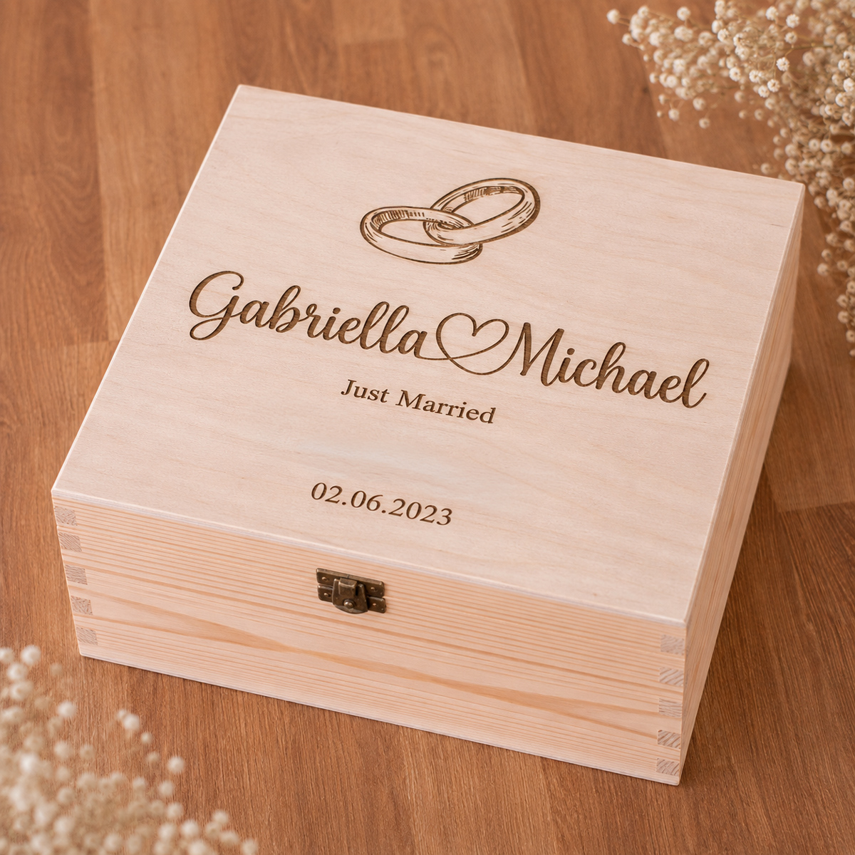 Personalised Wooden Wedding Keepsake Box