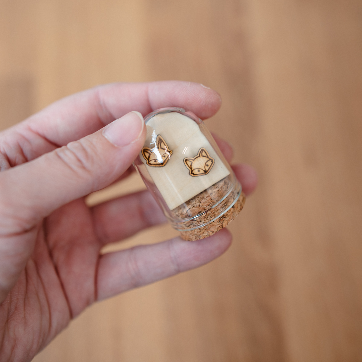 Autumn Wooden Stud Earrings in a Glass Keepsake Bottle - Image 17