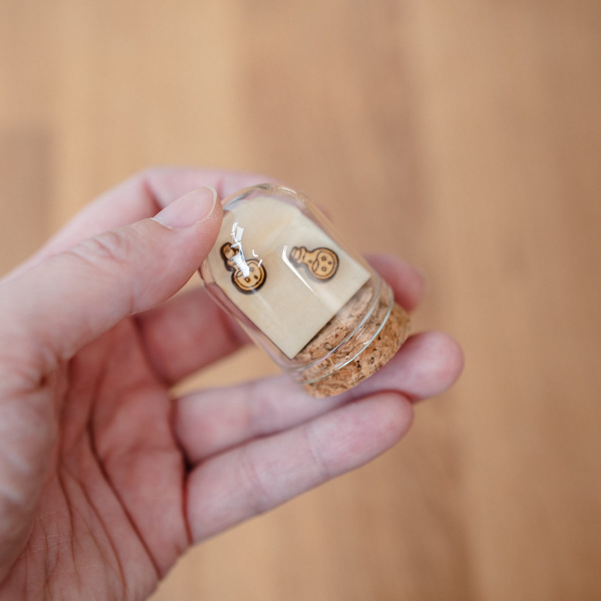 Autumn Wooden Stud Earrings in a Glass Keepsake Bottle - Image 16