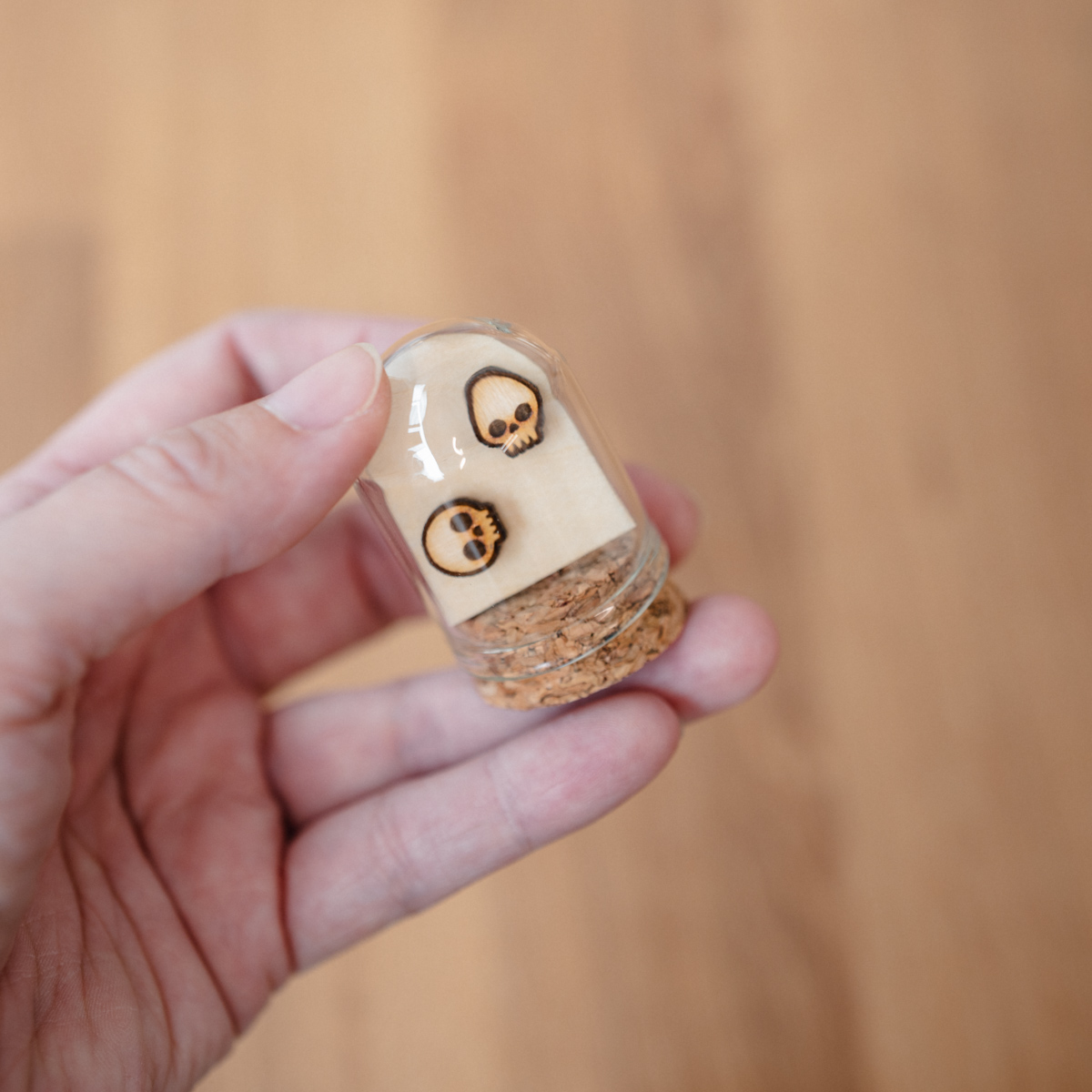 Autumn Wooden Stud Earrings in a Glass Keepsake Bottle - Image 15