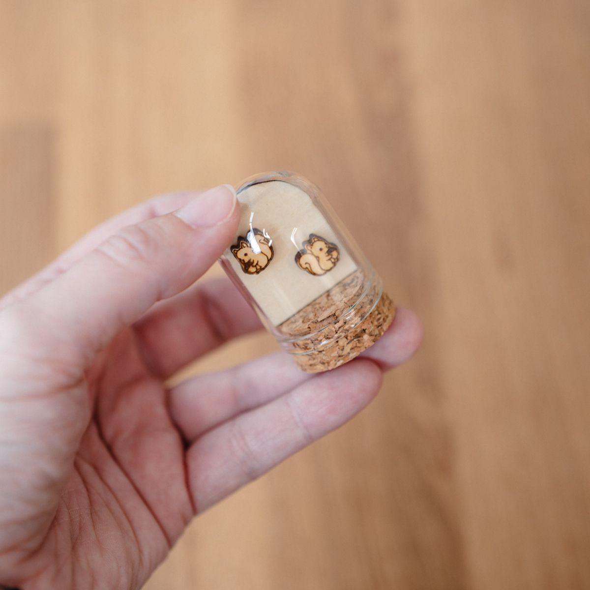 Autumn Wooden Stud Earrings in a Glass Keepsake Bottle - Image 13