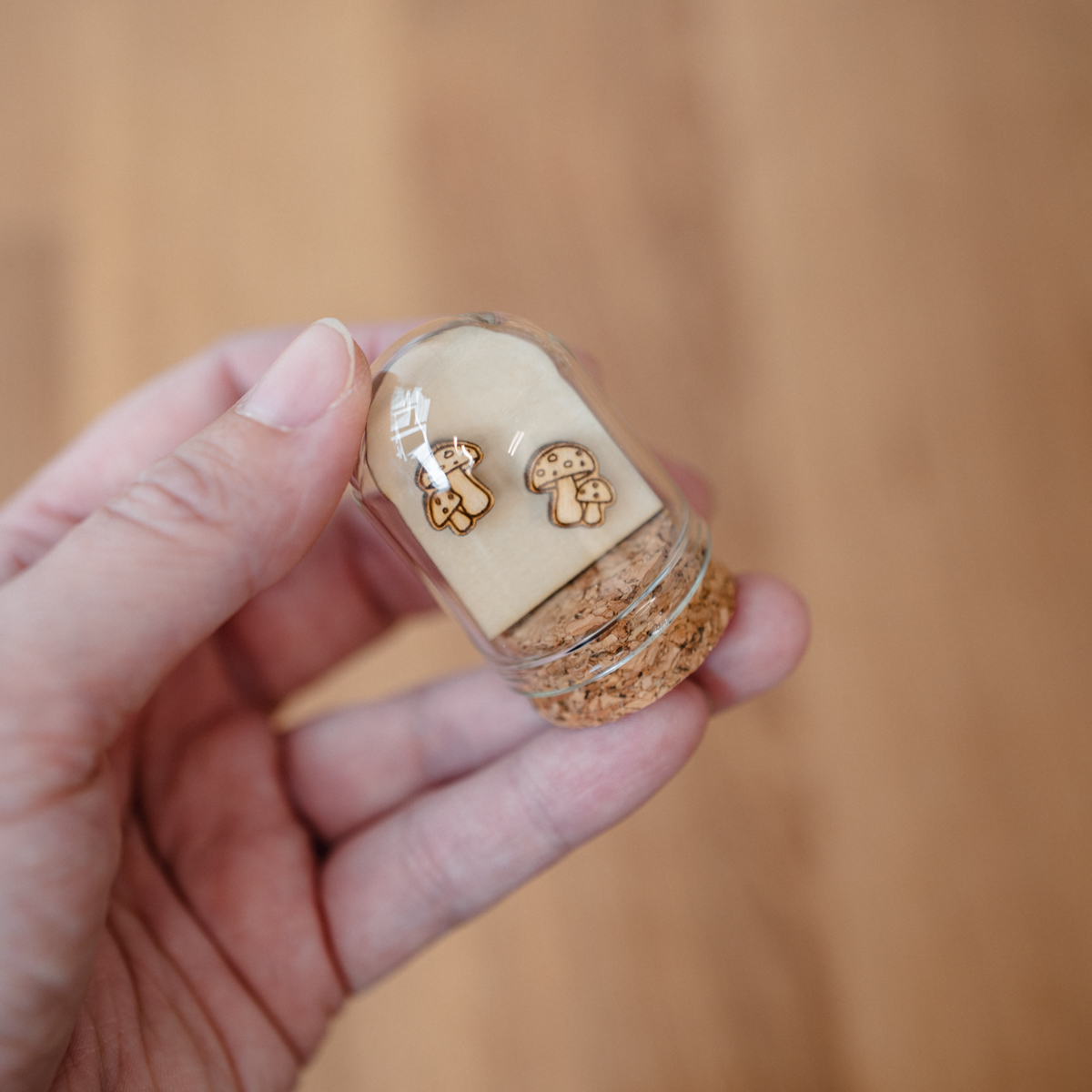 Autumn Wooden Stud Earrings in a Glass Keepsake Bottle - Image 12