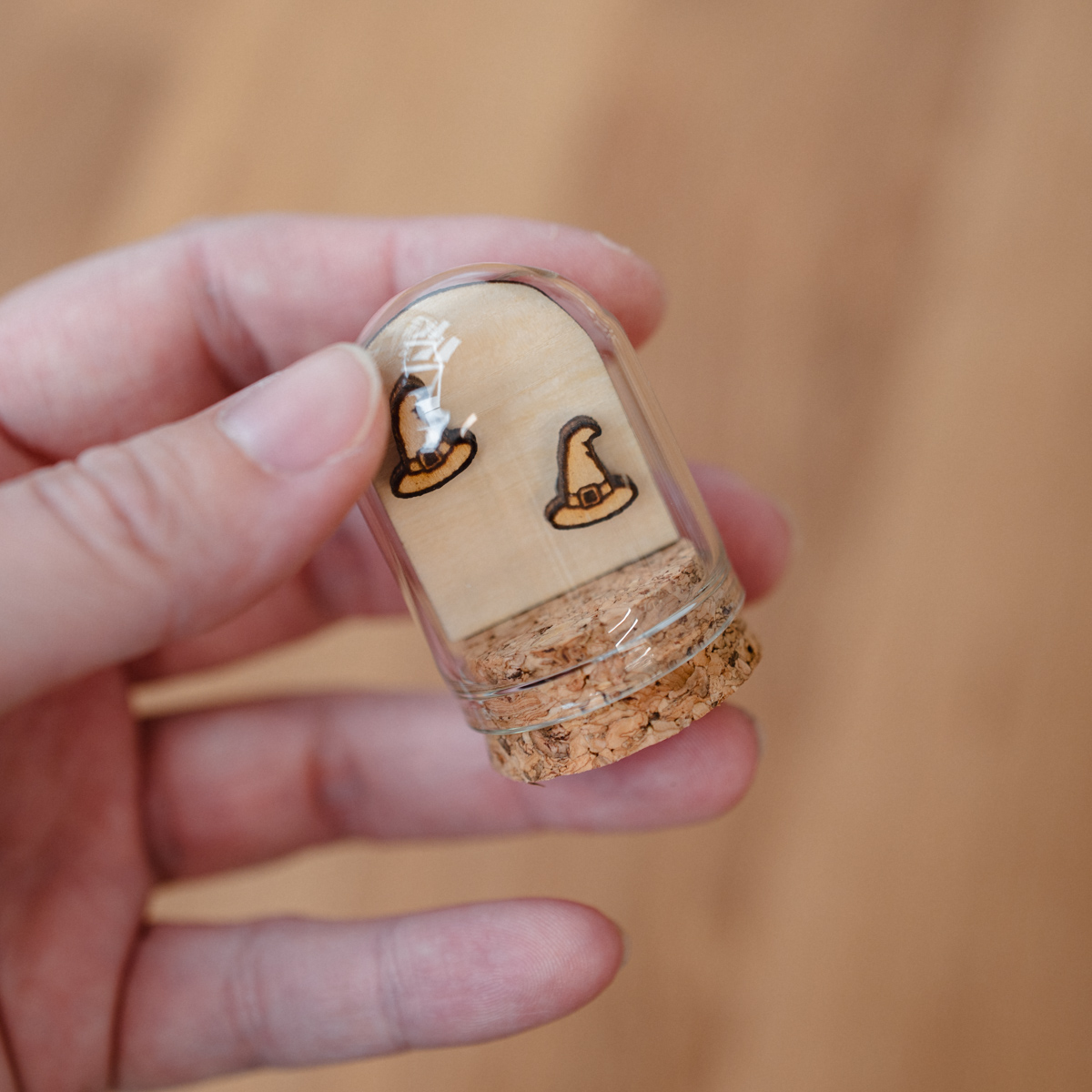 Autumn Wooden Stud Earrings in a Glass Keepsake Bottle - Image 11