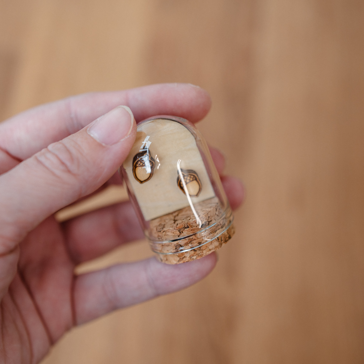 Autumn Wooden Stud Earrings in a Glass Keepsake Bottle - Image 10