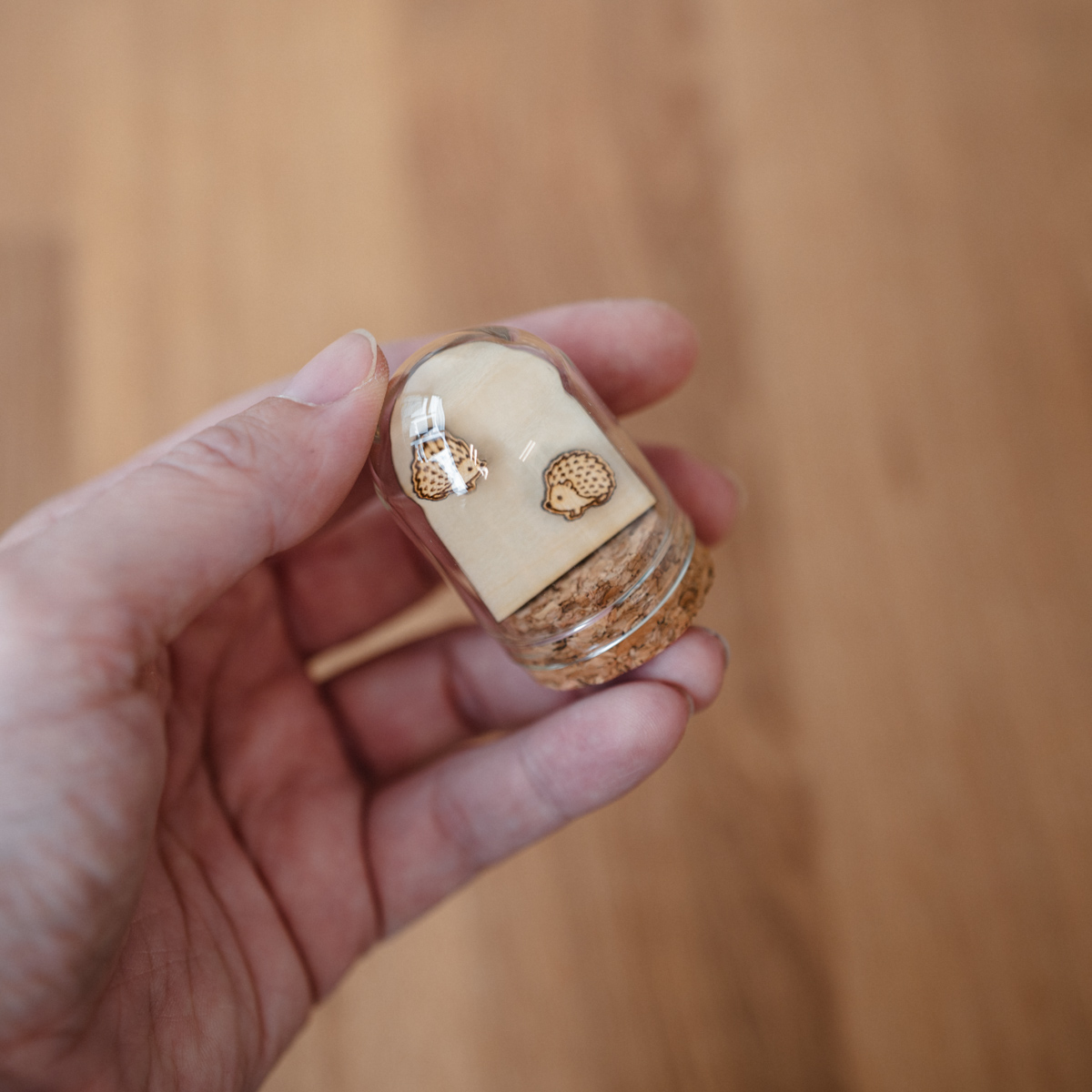 Autumn Wooden Stud Earrings in a Glass Keepsake Bottle - Image 8